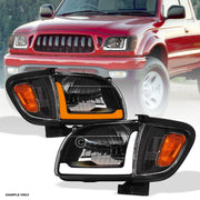 Switchback Sequential 2001-2004 Tacoma Blk Headlights+Corner Lamp w/LED Tube
