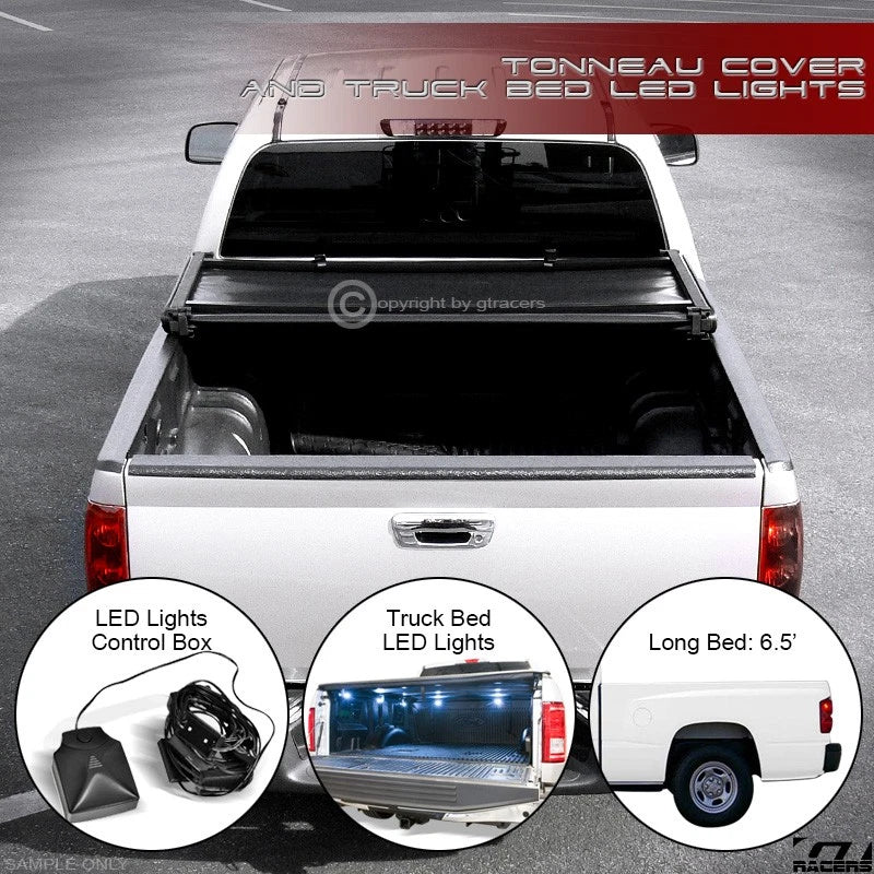 2005-2011 Dakota/Raider 6.5'/78" Bed Tri-Fold Soft Tonneau Cover+LED Lights
