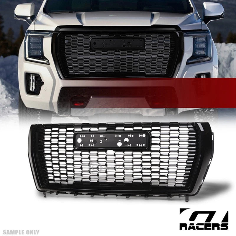 2021-2024 GMC Yukon/XL Glossy Blk Denali Honeycomb Mesh Front Bumper Grille