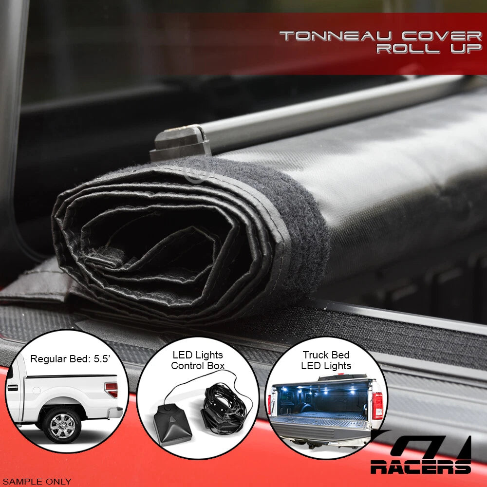 2004-2014 F150 5.5'/66" Lo Pro Roll Up Lock Tonneau Cover v2+LED Bed Lights
