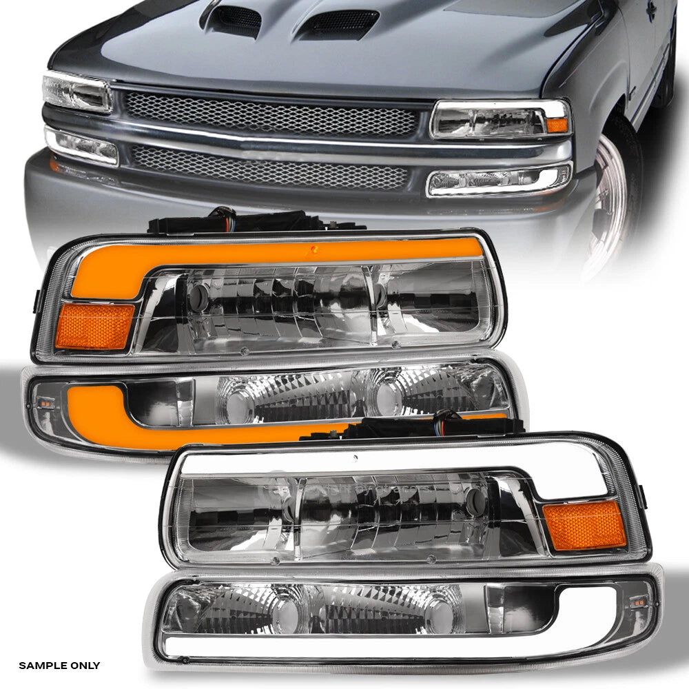 Switchback Sequential 00-06 Suburban/Tahoe Chrome Headlight+Bumper w/LED Bar