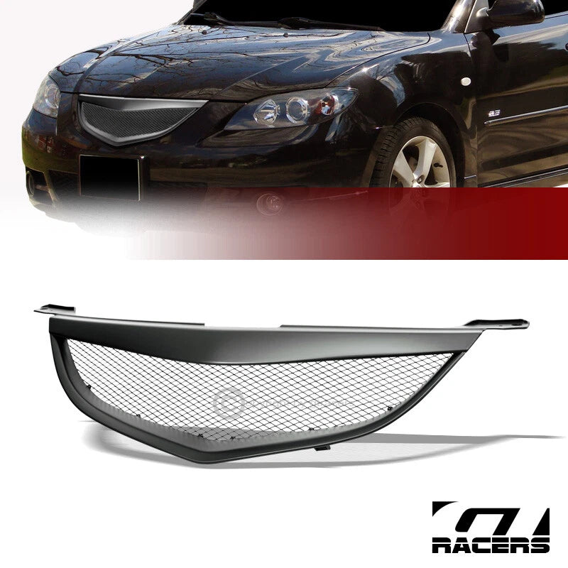 2004-2006 Mazda 3 Mazda3 Sedan Matte Black Aluminum Mesh Front Bumper Grille