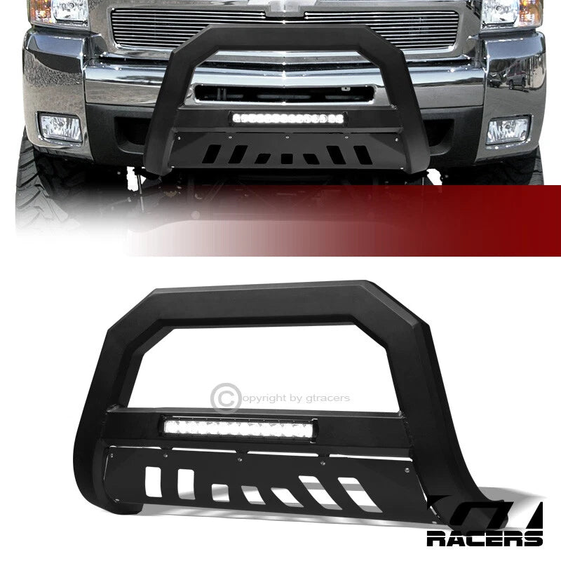 2007-2010 Silverado/Sierra 2500 Matte Black AVT Aluminum LED Bull Bar Guard
