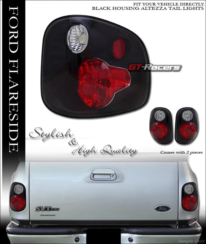1997-2000 Ford F150 Flareside Black Sport Altezza Tail Lights Lamps Pair V2