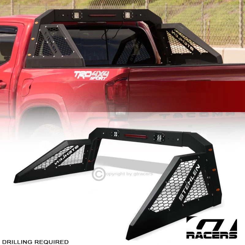 Pickup Truck Adjusable Chase Rack Roll Bar With 3rd Brake Lamp+LED+Amber GOP