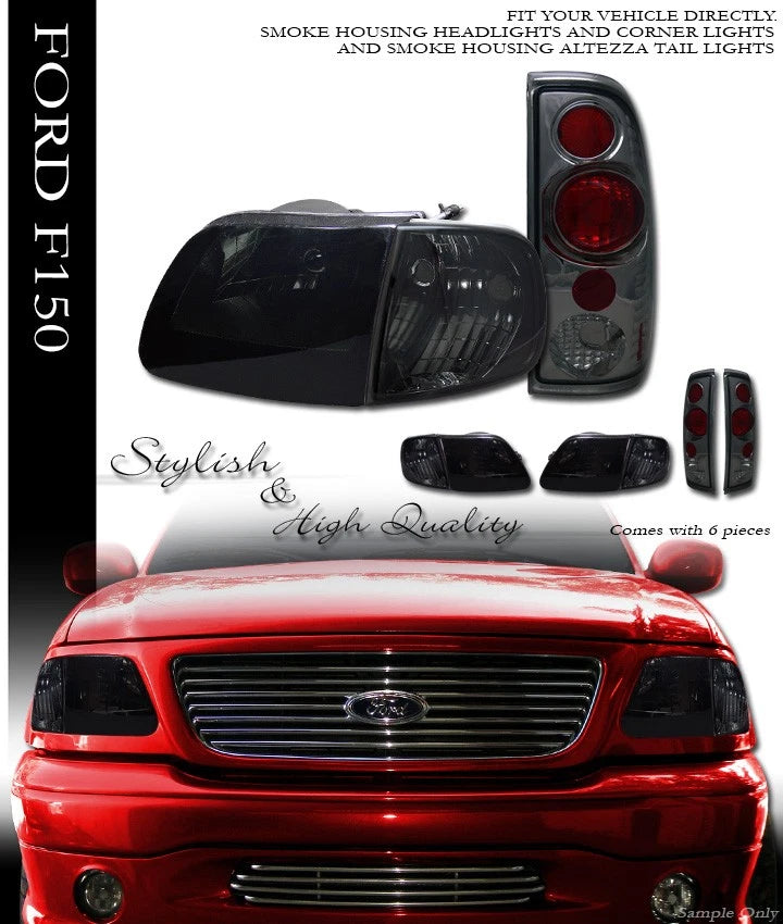 Smoke Headlights+Signal Corner w/Altezza Tail Lights K2 1997-2003 Ford F150