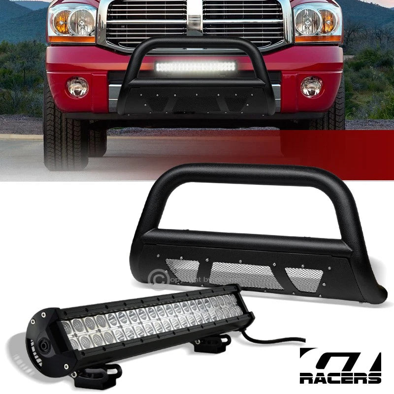 2006-2008 Ram 1500 Textured Black Studded Mesh Bull Bar+120W CREE LED Light