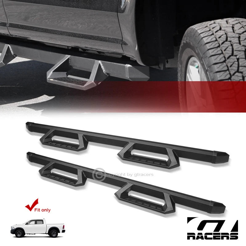 2009-2018 Dodge Ram Crew Matte Black Aluminum Hoop Drop Step Side Nerf Bars