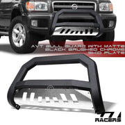 1999-2004 Pathfinder Matte Black AVT Edge Bull Bar Push Bumper Guard+Ss Skid