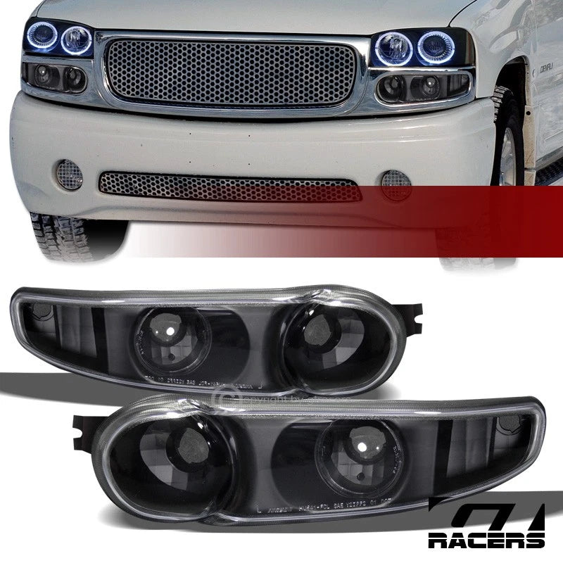 2001-2006 GMC Yukon/Sierra Denali Black Clear Signal Bumper Corner Lights Jy