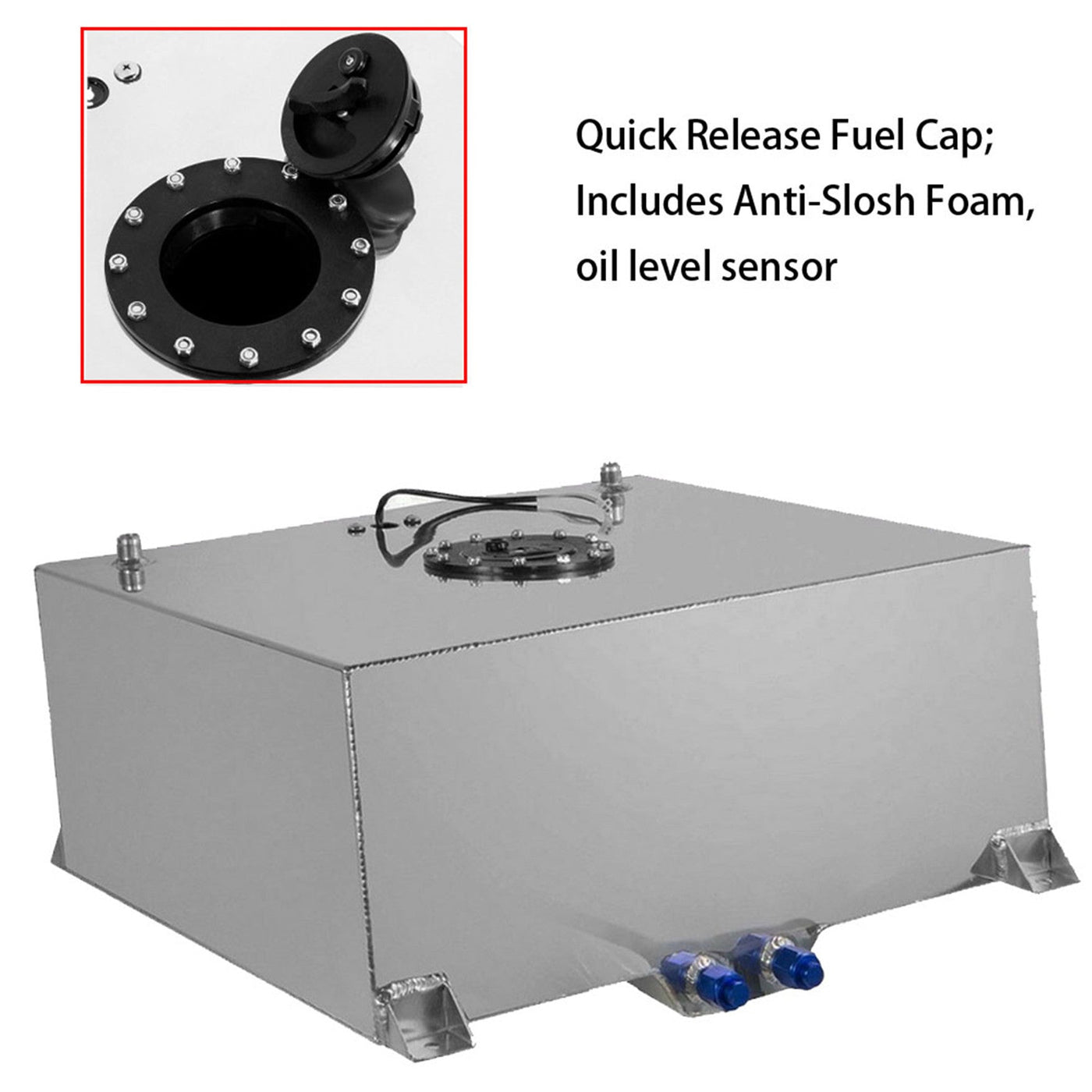 20 Gallon Lightweight Polished Aluminum Race Drift Fuel Cell Tank Level Sender