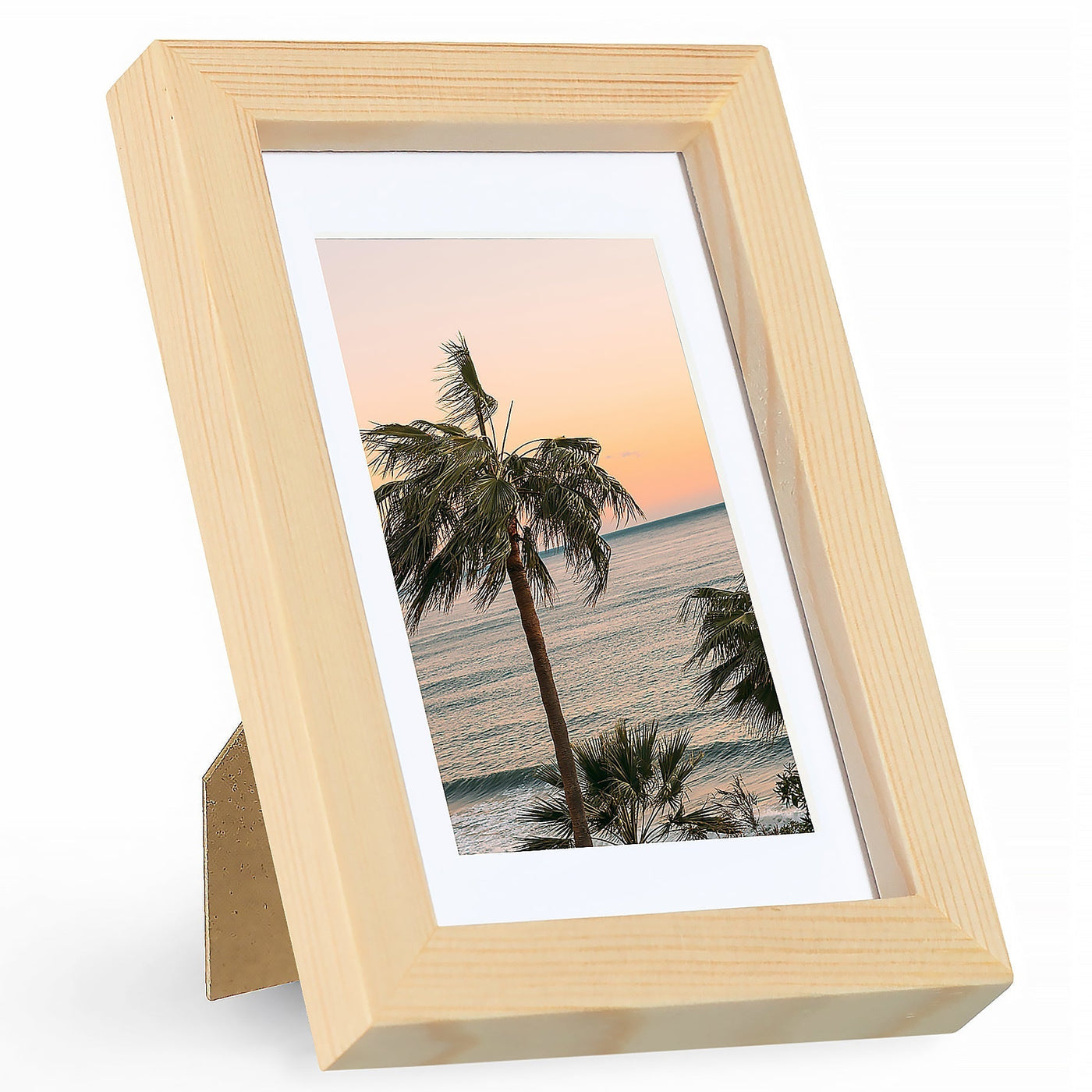 4x6 Picture Frames 3x5 with Mat Natural 1 Pack Wooden Wall and Tabletop Photo Frame
