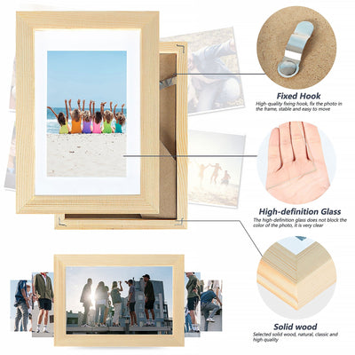 4x6 Picture Frames 3x5 with Mat Natural 1 Pack Wooden Wall and Tabletop Photo Frame