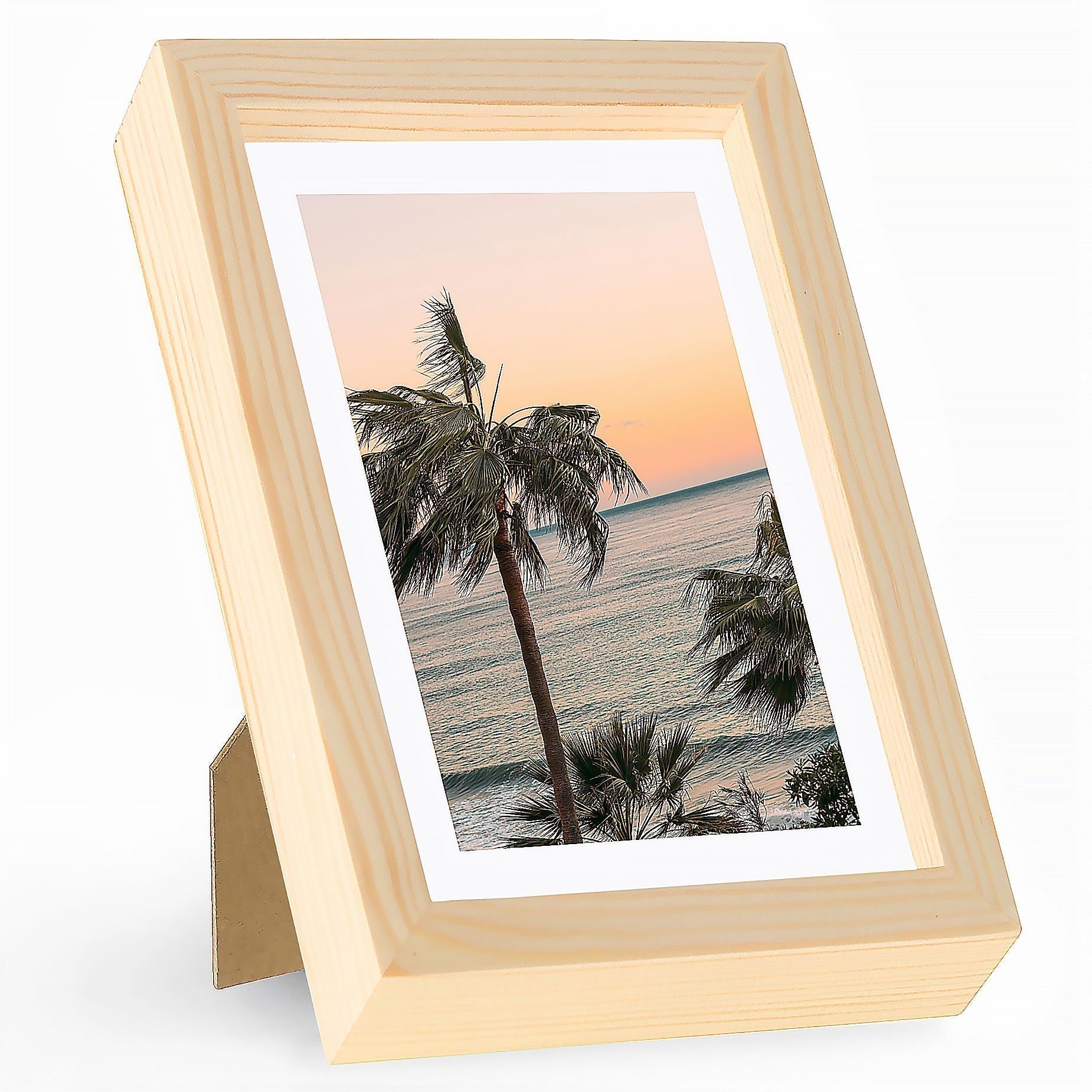 5x7 Picture Frames 4x6 with Mat Natural 1 Pack Wooden Wall and Tabletop Photo Frame