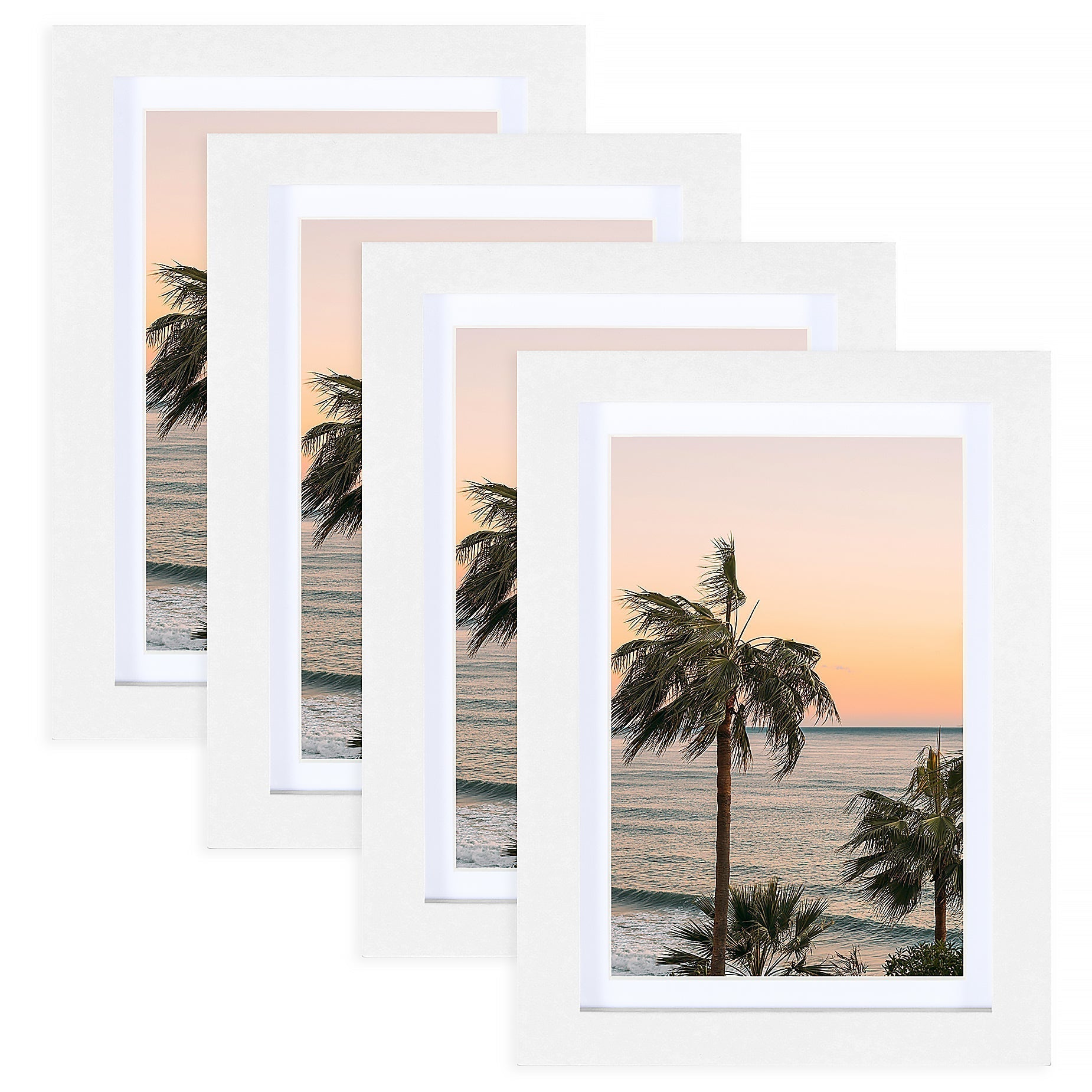 5x7 Picture Frames 4x6 with Mat White Set of 4 Wooden Wall and Tabletop Photo Frame