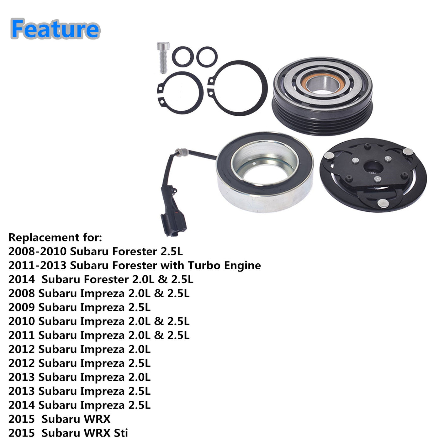 A/C Compressor Clutch Fit For 2008-2014 Subaru Forester 2.0L 2.5L Fast Shipping