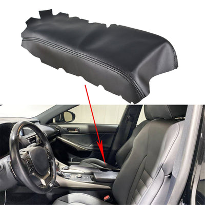 Leather Center Console Lid Armrest Cover Black For Lexus IS250 IS350 2014-2017