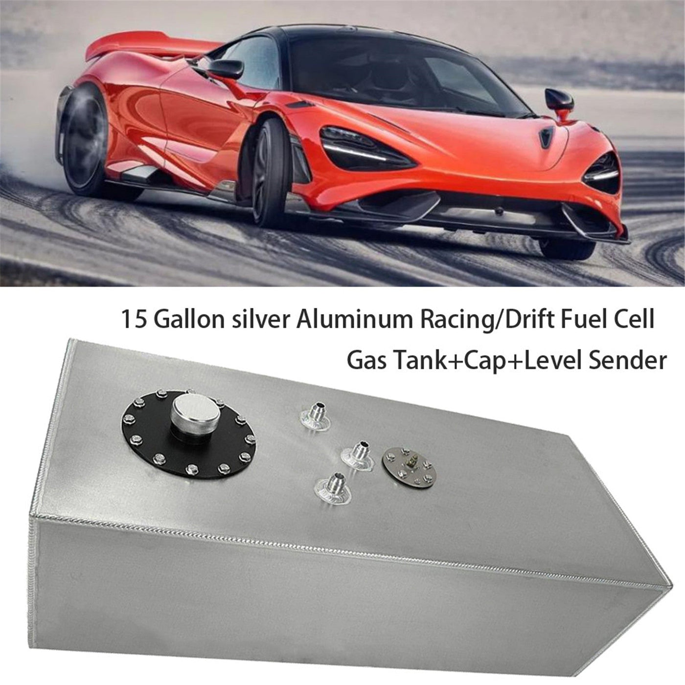 15 Gallon/57l Racing/drift Fuel Cell Gas Tank+cap+level Sender Aluminum